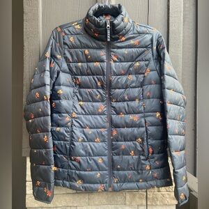 Cute Black Print Quilted Puffer Jacket Small